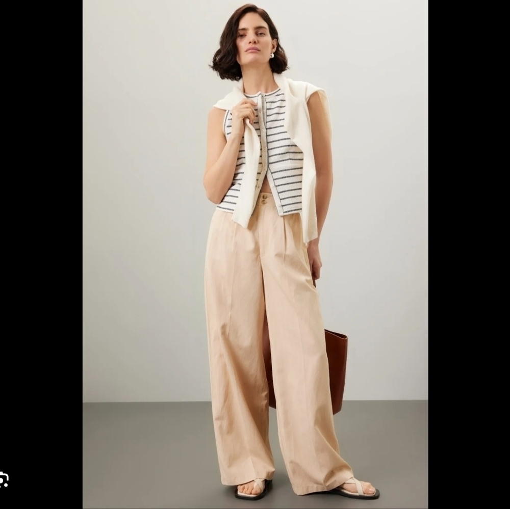 NWT Madewell The Harlow Wide Leg Trouser Pants Harvest Moon Tan Womens Size 16
